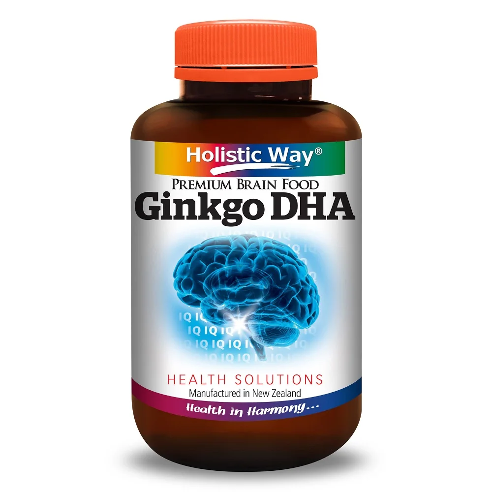 
New Zealand Manufacture Premium Brain Food 60 Vegetarian Capsules Holistic Way Ginkgo DHA 