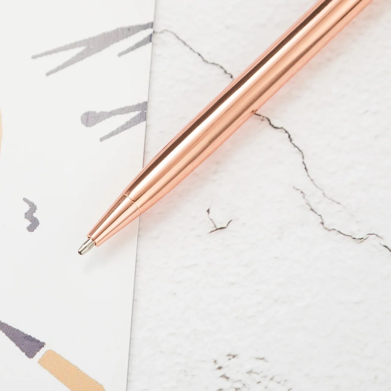 
Slim Metallic Ballpoint Pens Retractable Ballpoint Pen Gold, Rose Gold, Silver Pen with Black Ink 