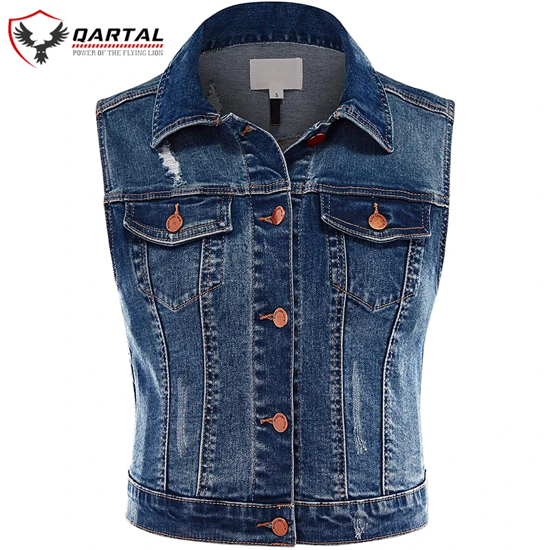 Sleeveless Ripped Denim Jacket For Women Best Wholesale Customized Logo And Design Jean Jacket For Women 2022 Jeans Vest Coat