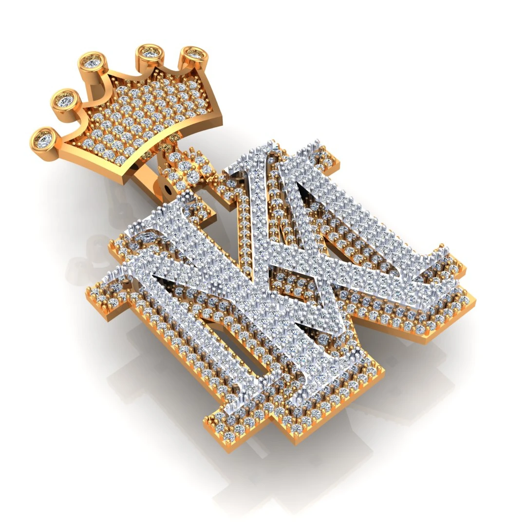 Hip Hop Jewelry Mens Iced Out Custom Letter Pendant 925 Sterling Silver VVS Moissanite Diamond