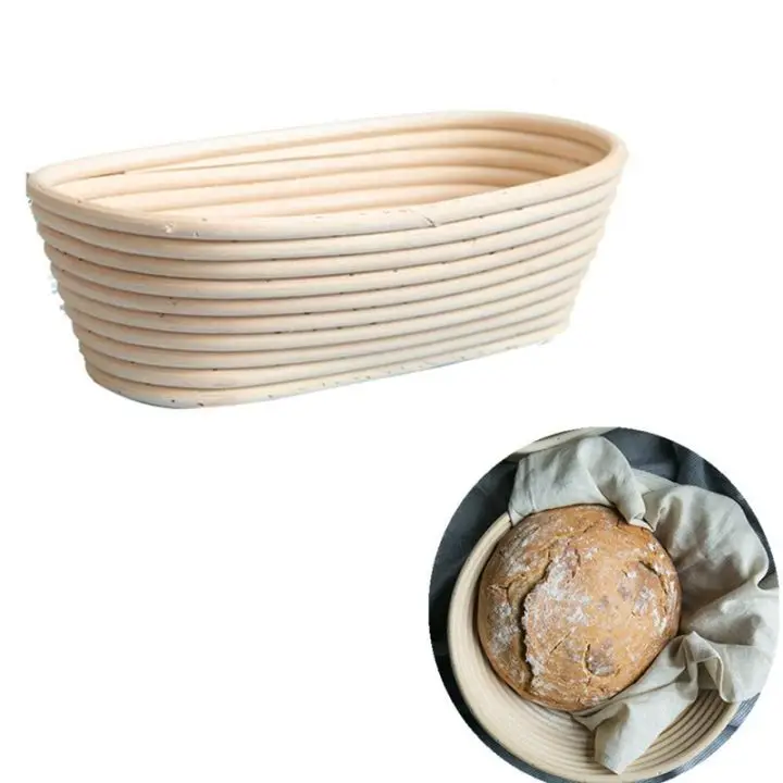 High quality Linen Cover Natural Banneton Rattan Round 9 inch bread proofing basket with accessories Kinghandicraft