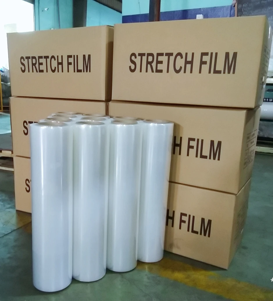 Great quality 4rolls/case for PE Stretch Film Wrap Pallet 100% from Raw Material