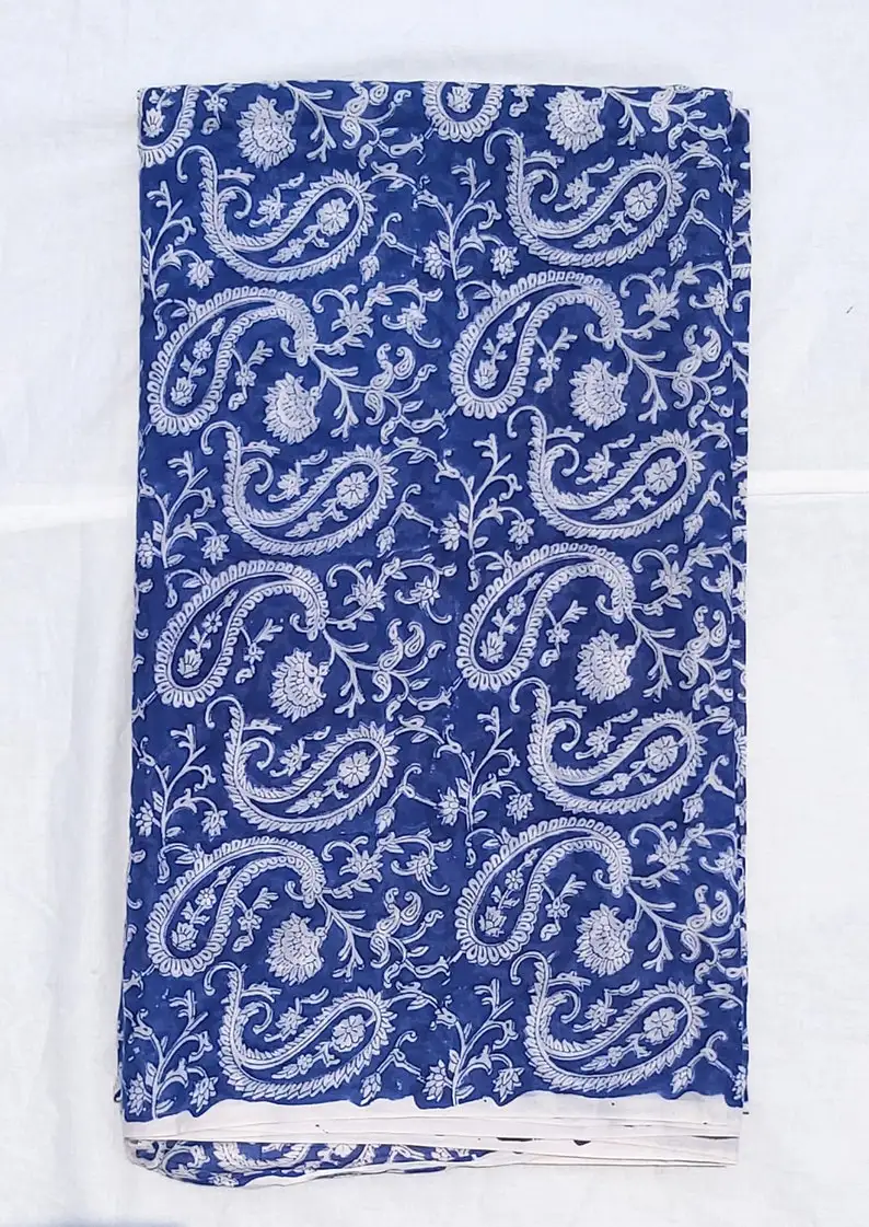 Indian Wholesale 100% Soft Cotton Hand Block Printed Women Girl Kimono Kaftan Nighty Bra Dress Designer Sanganeri Running Fabric