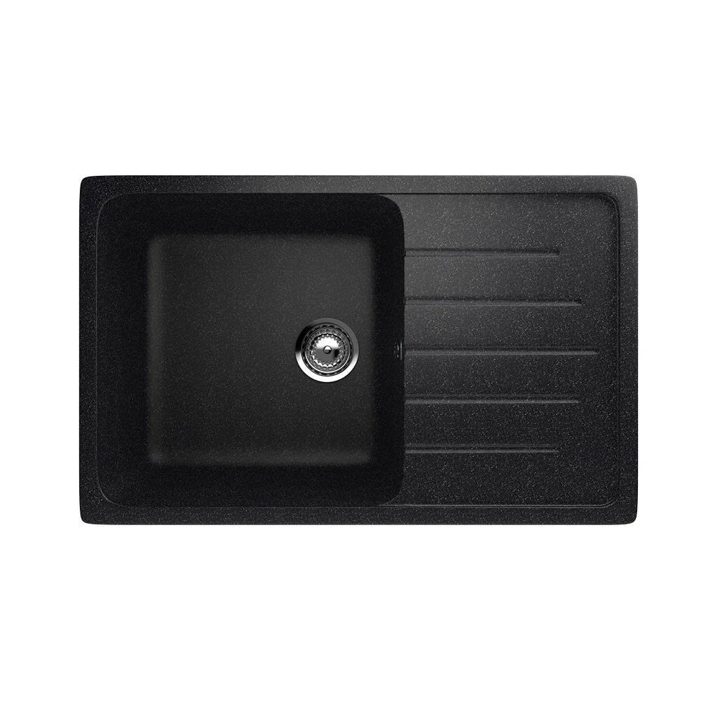 High quality composite kitchen sink single bowl ULGRAN U-400 reversible, black granite stone rectangular sink