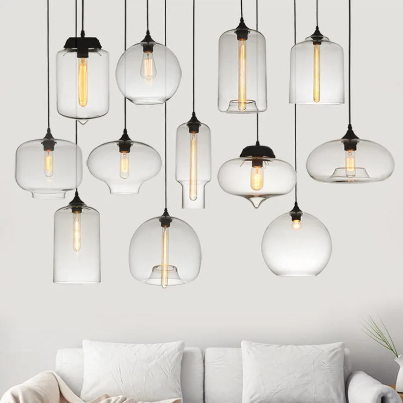 Colorful Glass Pendant Lamp 110V 220V Vintage Decorative Hanging Light