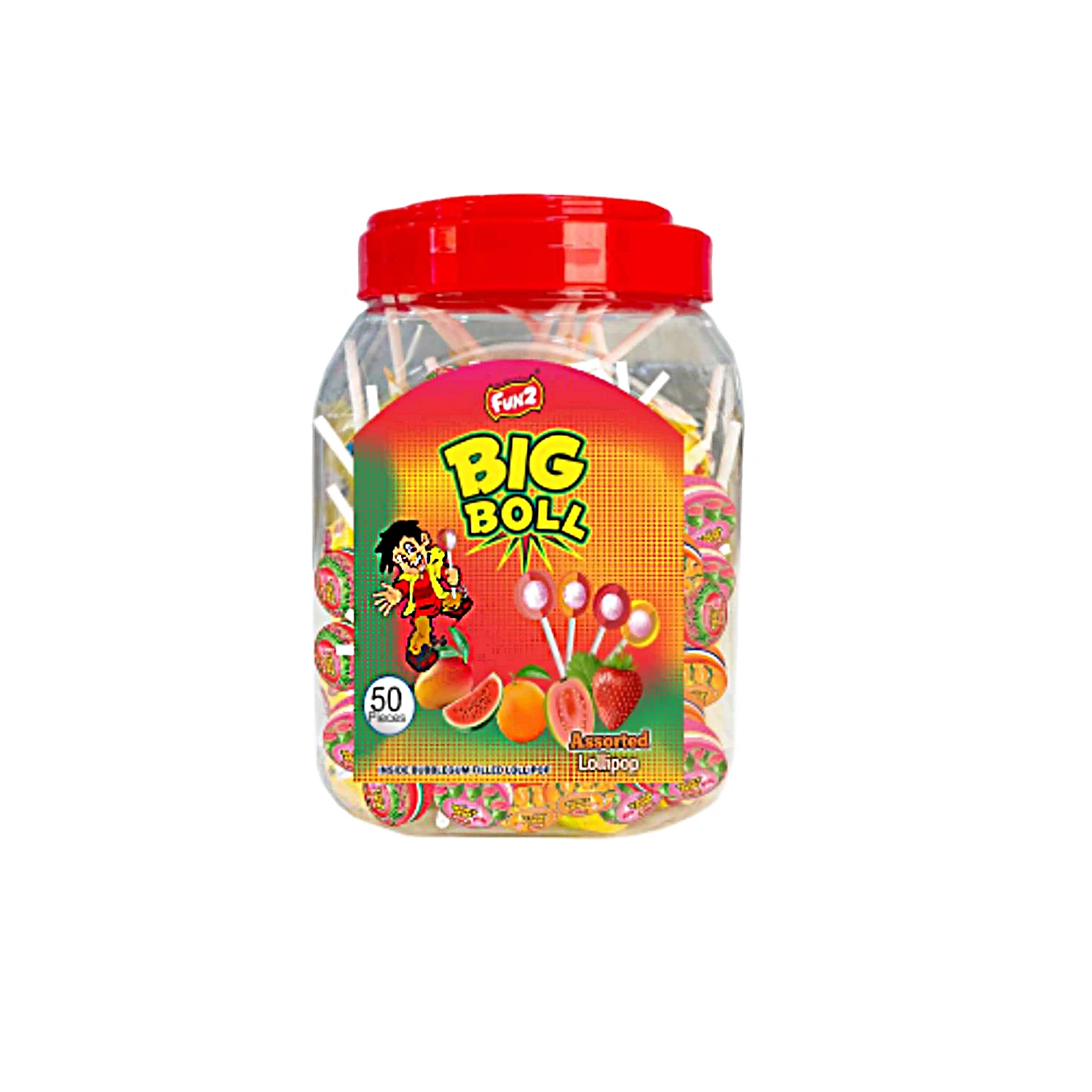 Assorted Stick Lollipop Candy Sour Halal Sweets Multicolour Hard Candy Sweet Fruit Flavor Fun2 Confectionery 12 Months