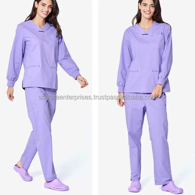 Fashion Colors Designs Strech Uniforme Suits Sets Women Nurse Medical Scrubs Comfortable Hospital Uniforms Stylish Silicon Silk