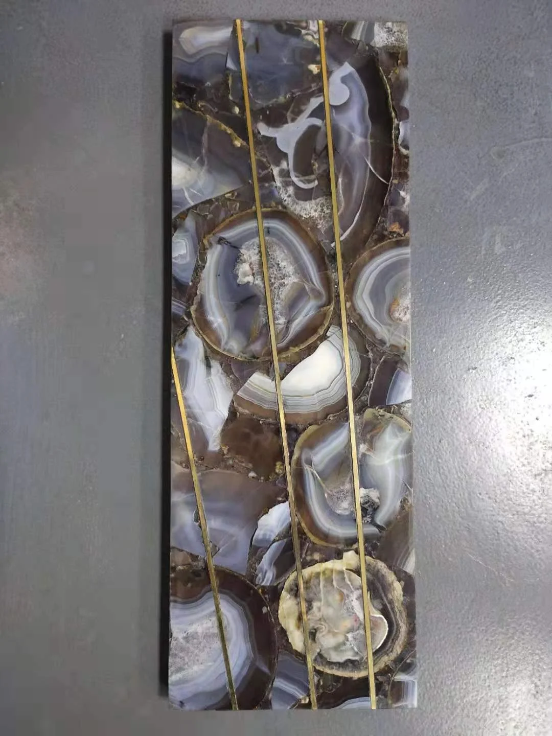 Modern luxury agate stone stainless steel console table Vissionaire style rose gold champaign gold living room console tables