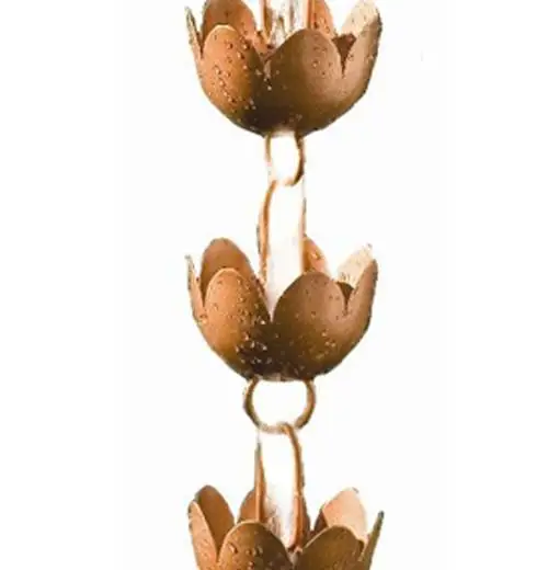 Медная дождевая цепочка цветочный дизайн чашка для украшения сада и желоба