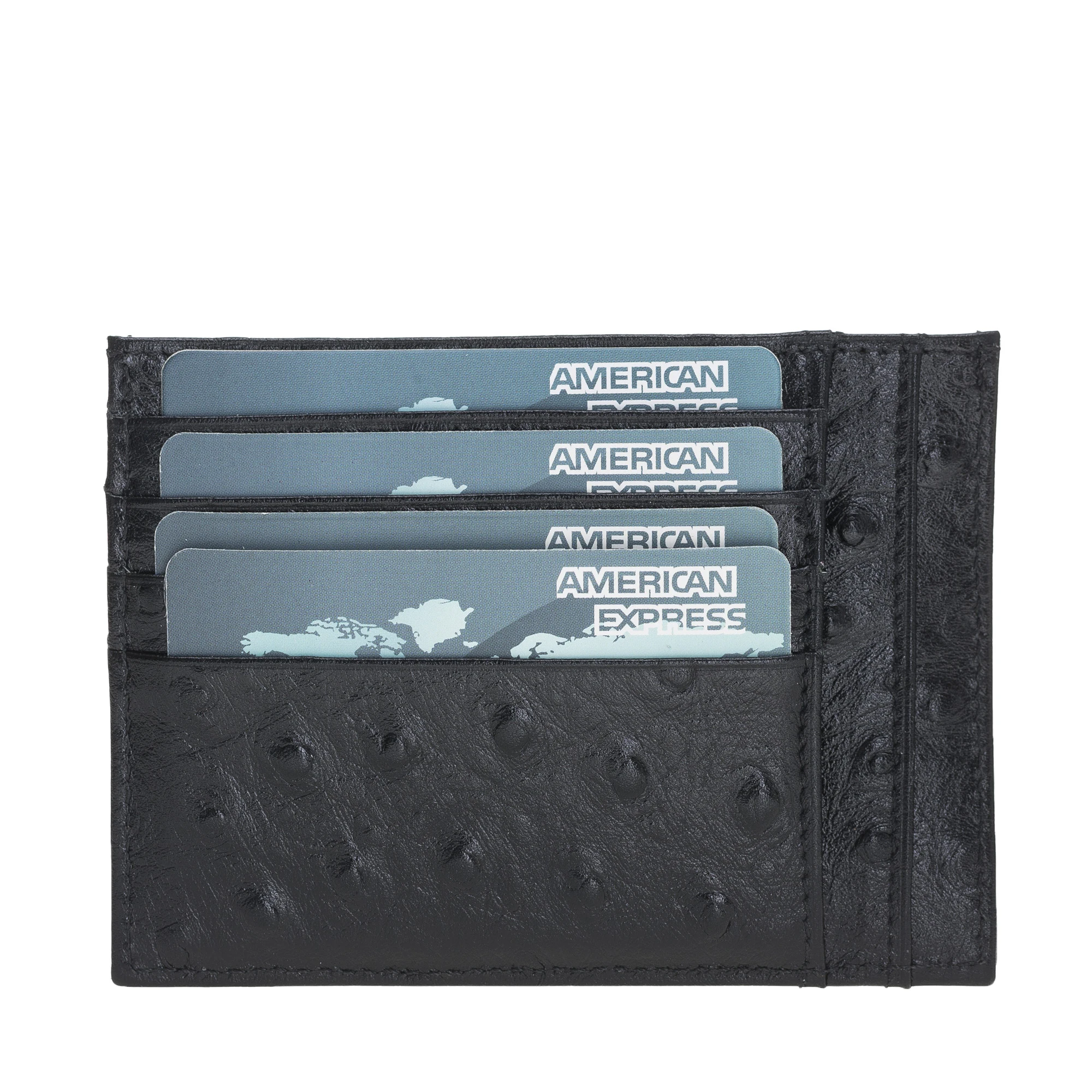 Ostrich Patterned High Quality Genuine Leather  Zip Card Holder