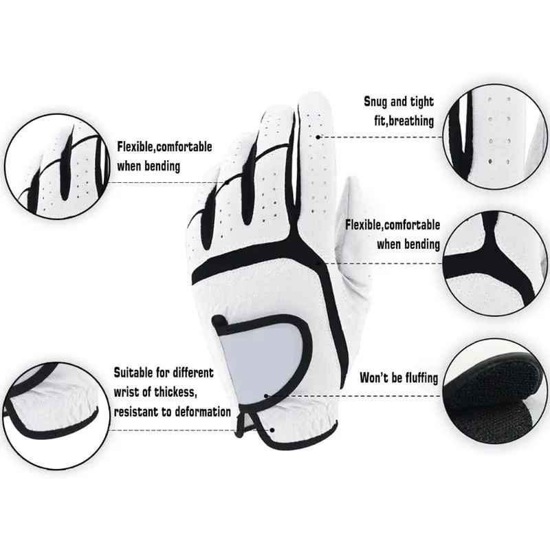 Перчатки для гольфа мужские качественные дышащие из искусственной кожи с шариковым маркером левой и правой ручкой любой погоды