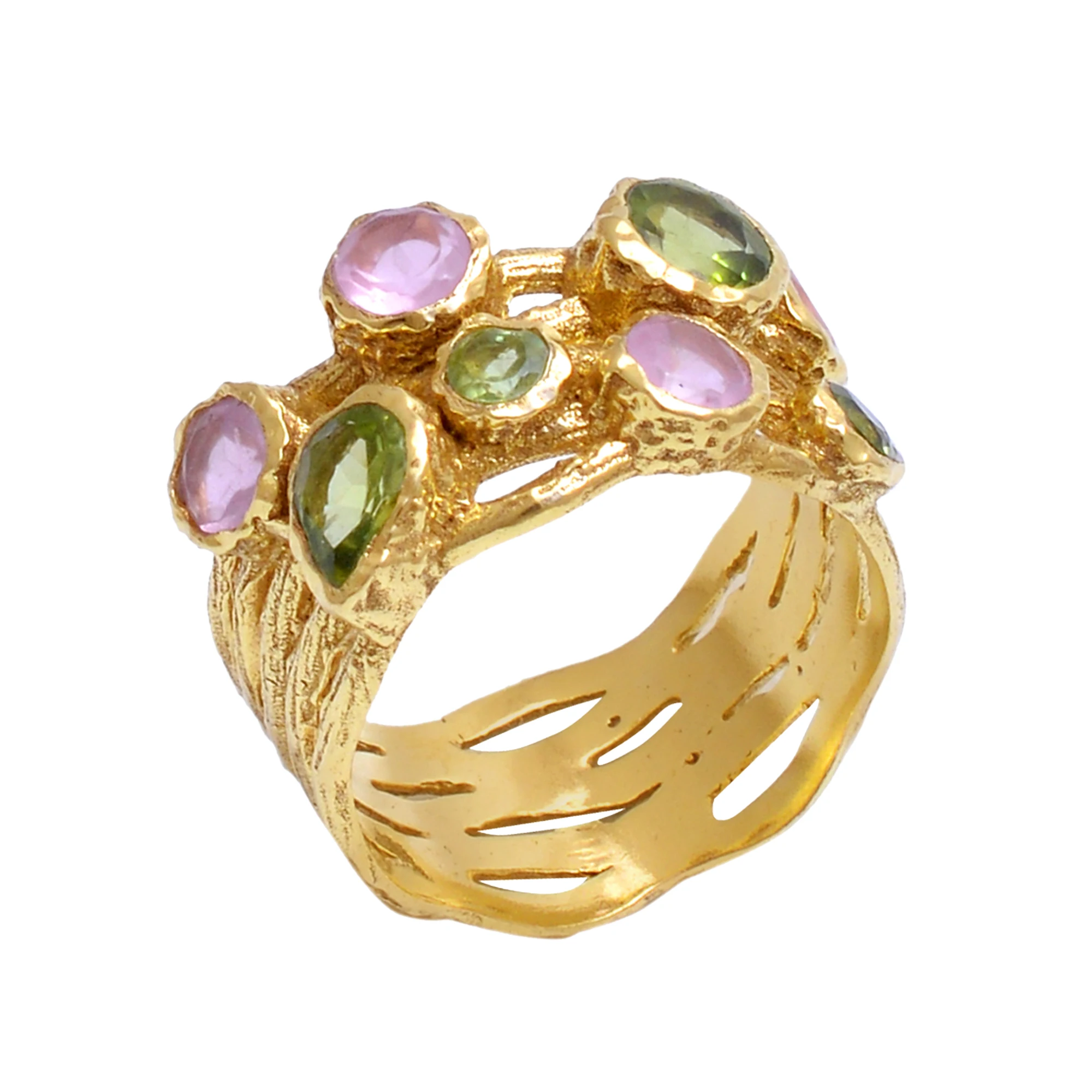 Кольцо из стерлингового серебра 925 пробы с перидотом розового халцедона кольца vermeil драгоценным камнем недорогие Позолоченные ювелирные изделия ручной работы