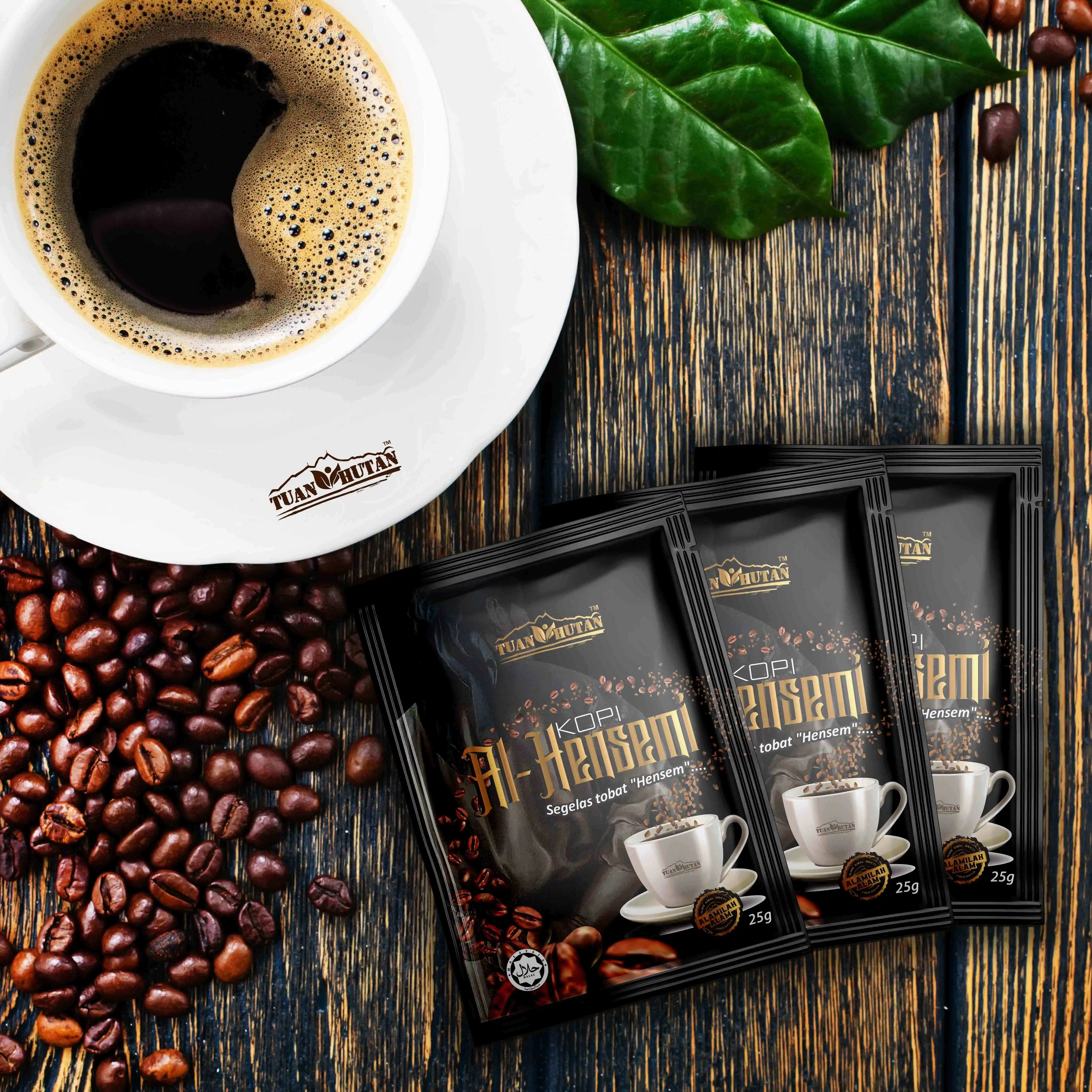 Top Pick Tongkat Ali Ginseng Coffee Powder in Individual Sachets Instant Mix with Hot Water Pure Energy Coffee from Malaysia