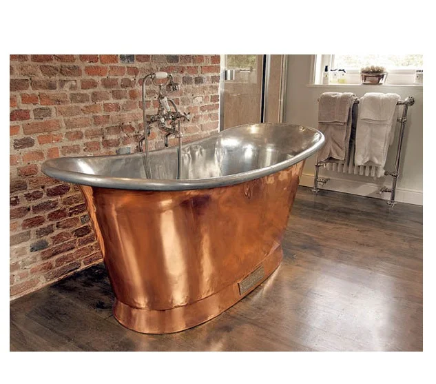100% Pure Copper Bathtub For Use Bathroom Accessories New Fancy Design Curved Design Best Factory Direct Rate High Quality