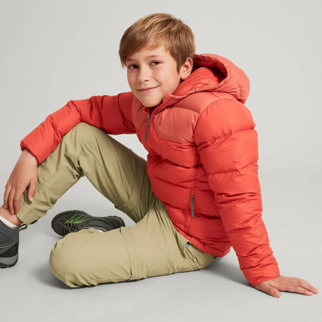 Puffer Jackets Kids Solid Orange Color Hooded Boys Mid-length Puffer Jacket Solid Thicken Hooded Padded Kids Jackets