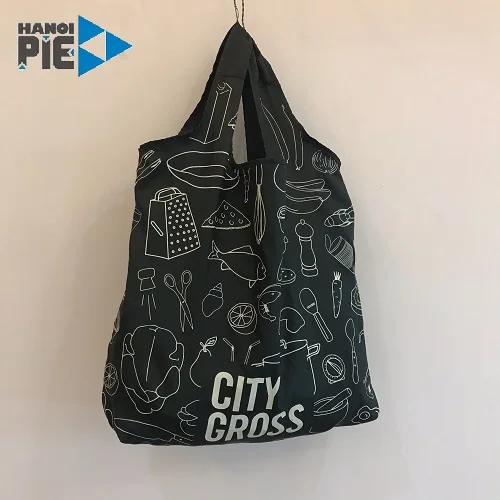 Made in Vietnam reusable good quality custom logo eco cheap shopping ripstop polyester bags for grocery stores