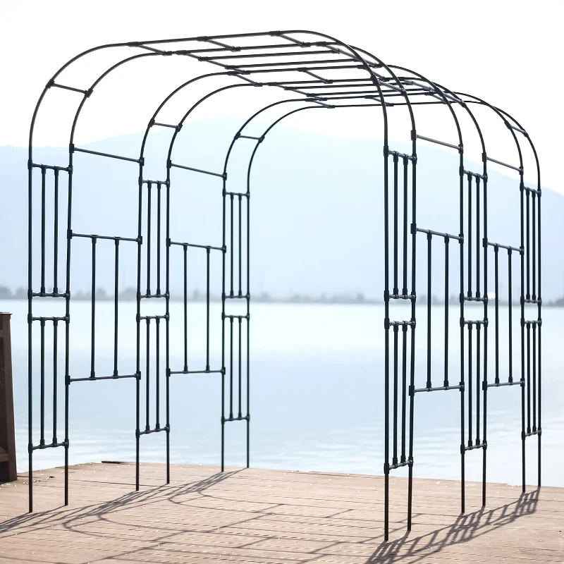 Factory Wholesale Custom PE coating Steel arch metal garden tunnel standing garden arch