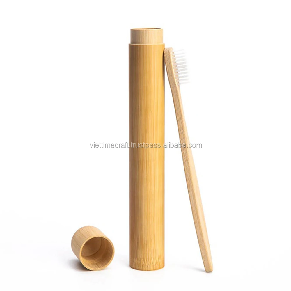 Bamboo Toothbrush Tube Travel Case Eco Friendly Bathroom Essential