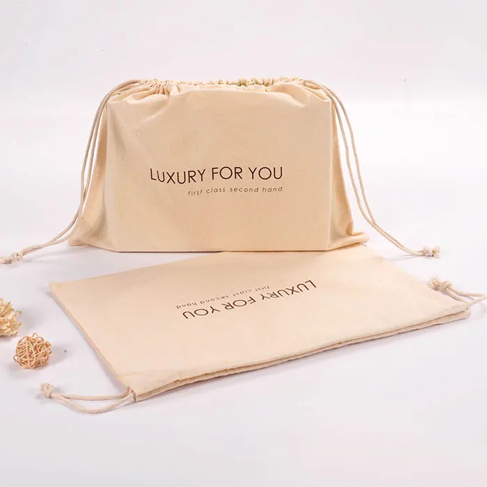 Wholesale custom 100% cotton drawstring pouch packaging bag