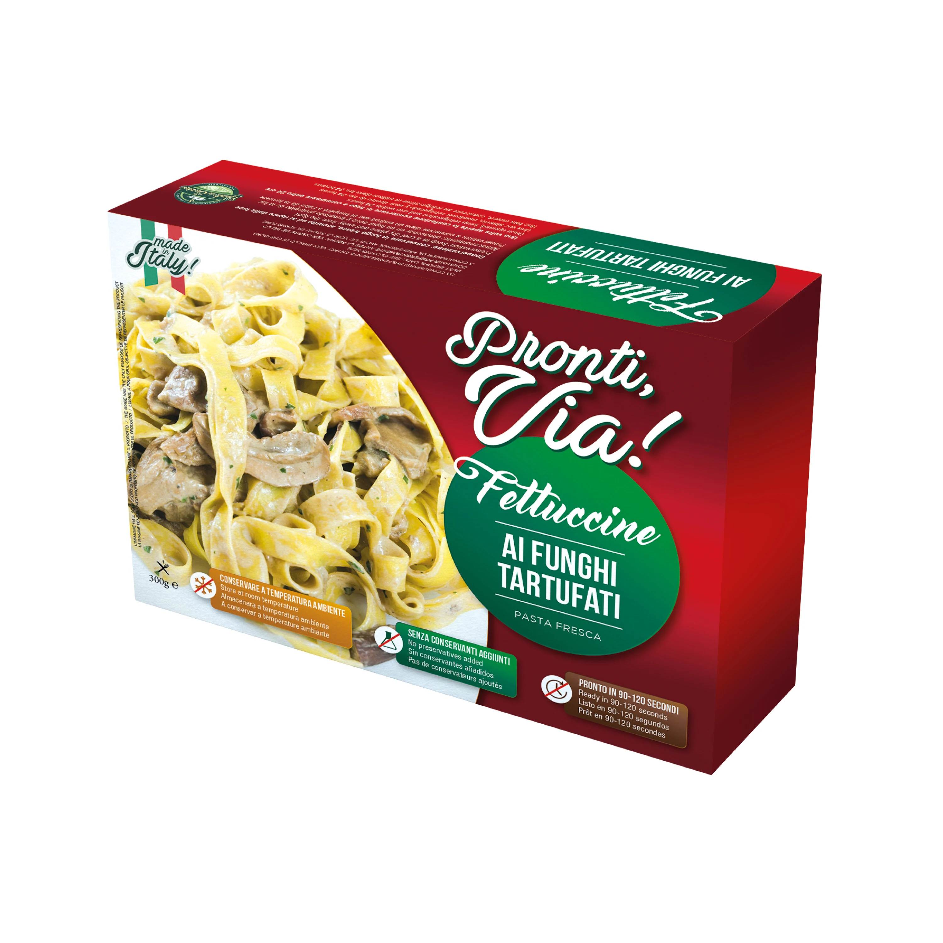 Лапша феттуccine с трюфельными грибами, Высококачественная Вегетарианская мгновенная паста, готовая к употреблению «пронти Виа» 300 г