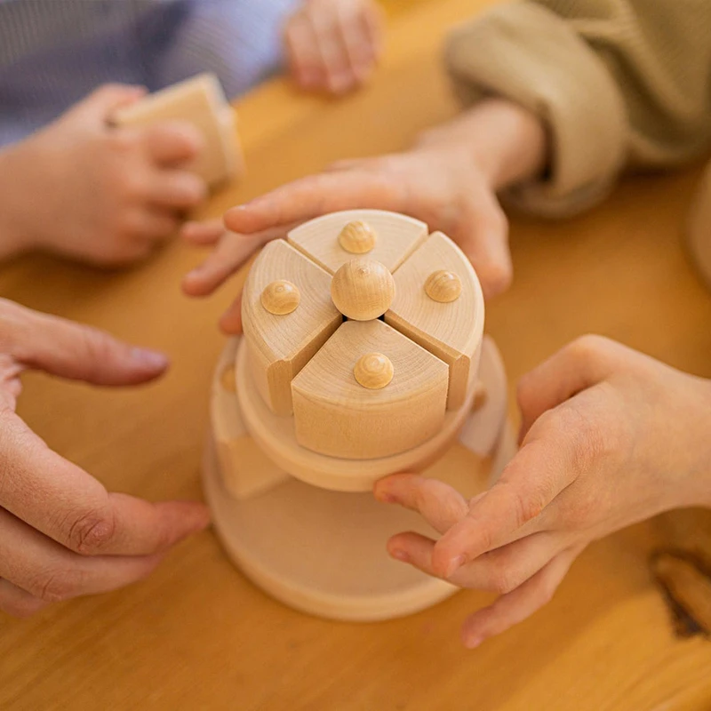 OEM - ODM Unfinished Wooden birthday cake toy Wood baby toys Play food Cake wooden toy