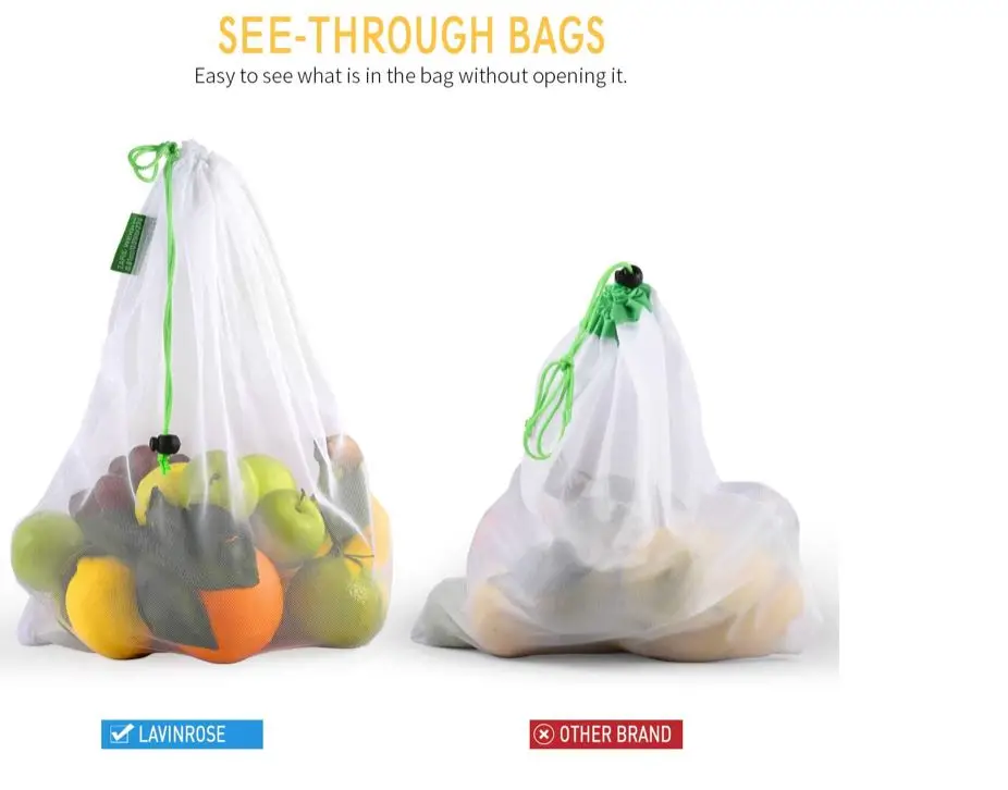 Drawstring Environmentalsmall mesh laundry bag,reusable produce bags organic cotton washable mesh bags for grocery shopping