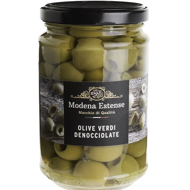 Pitted green olives in brine 280g - high quality from Italy