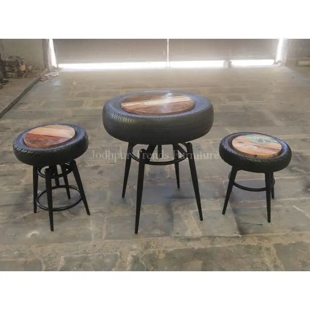 Top Quality Fine Classy Look Trendy Design Tyre Based Chair And Table Cafe Restaurant Hotel Furniture
