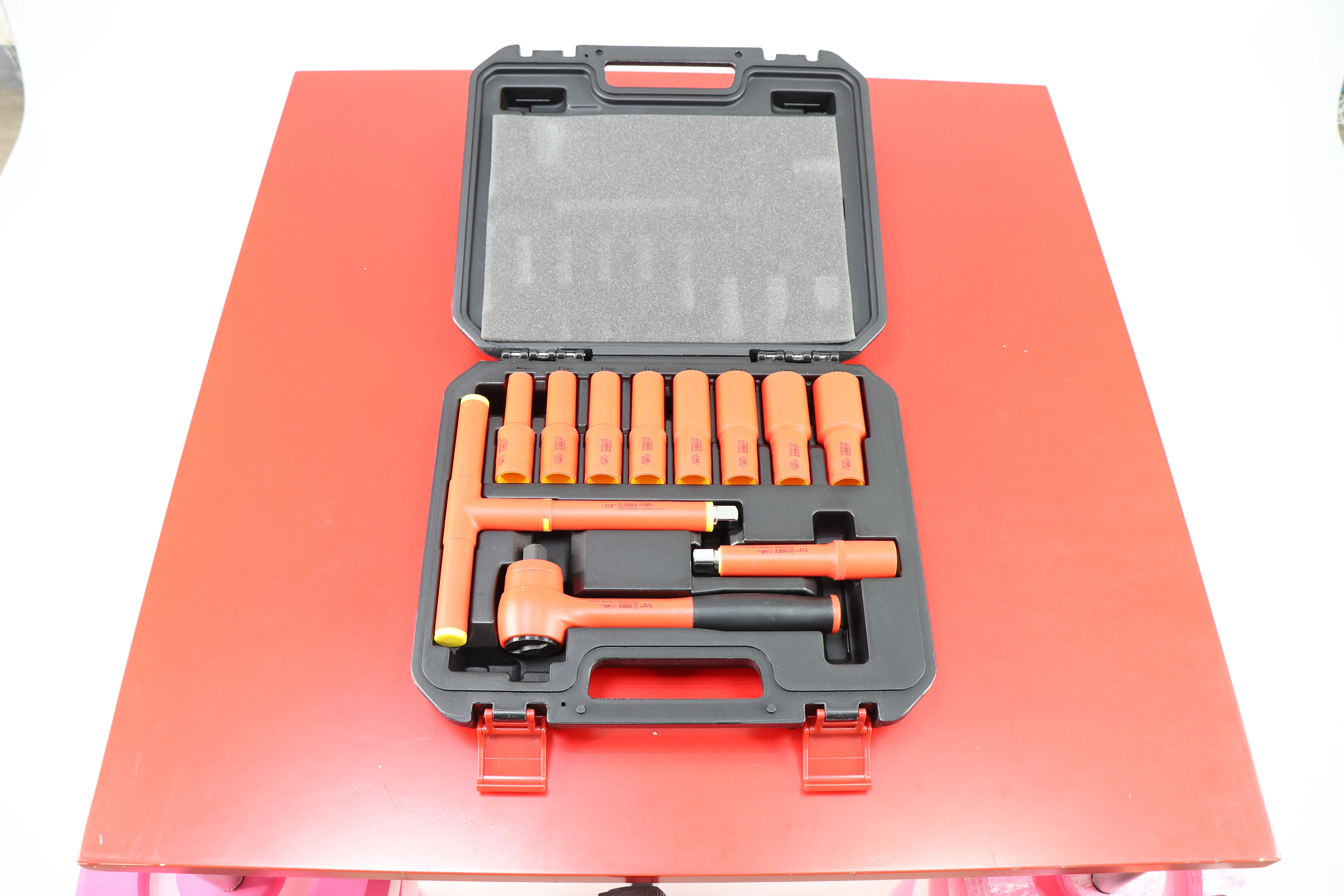 12pcs 1000V Insulated 1/2'DR. Reversible Ratchet Set Electrician tool set