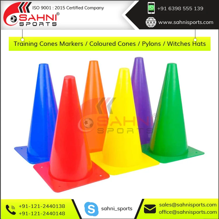 Premium Quality Durable Soccer Training Cones Markers / Colored Cones / Pylons / Witches Hats