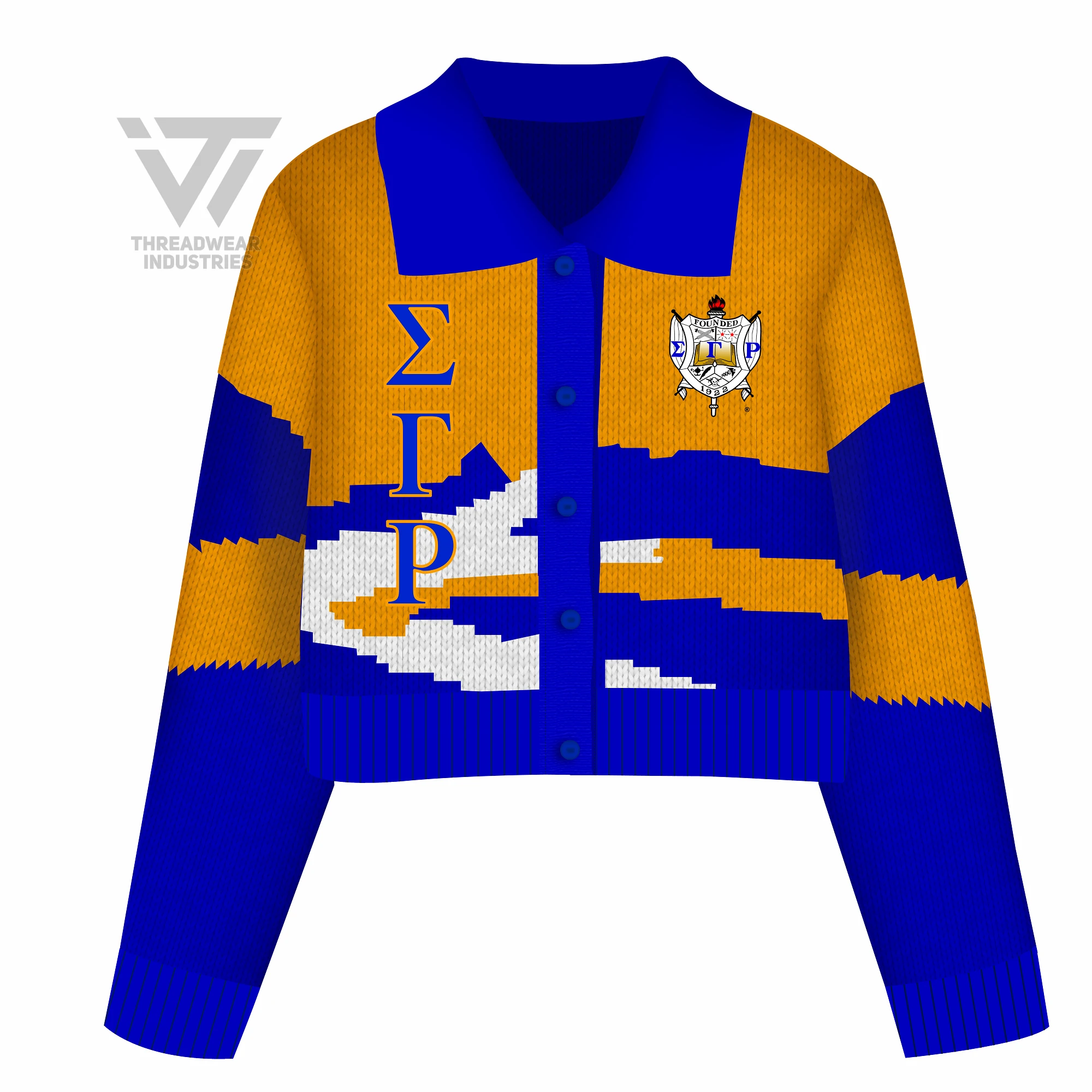 Custom Sigma Gamma Rho Sorority Acrylic Embroidered Crop Cardigan Sweater