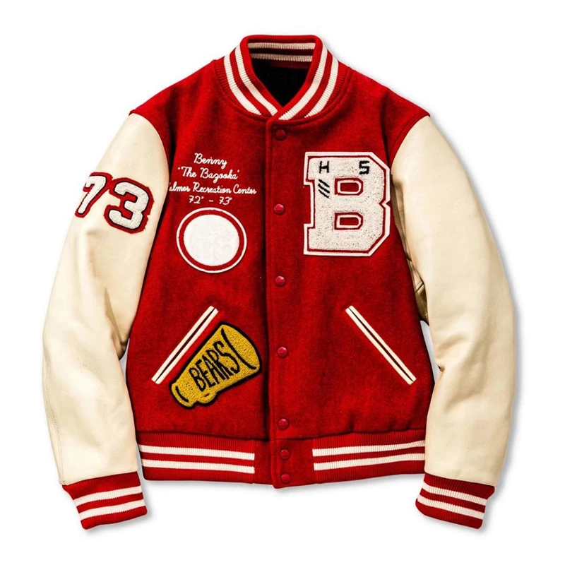
baseball Varsity jacket for men custom logos with wool and leather sleeves / American Style wholesale schoolboy jackets 