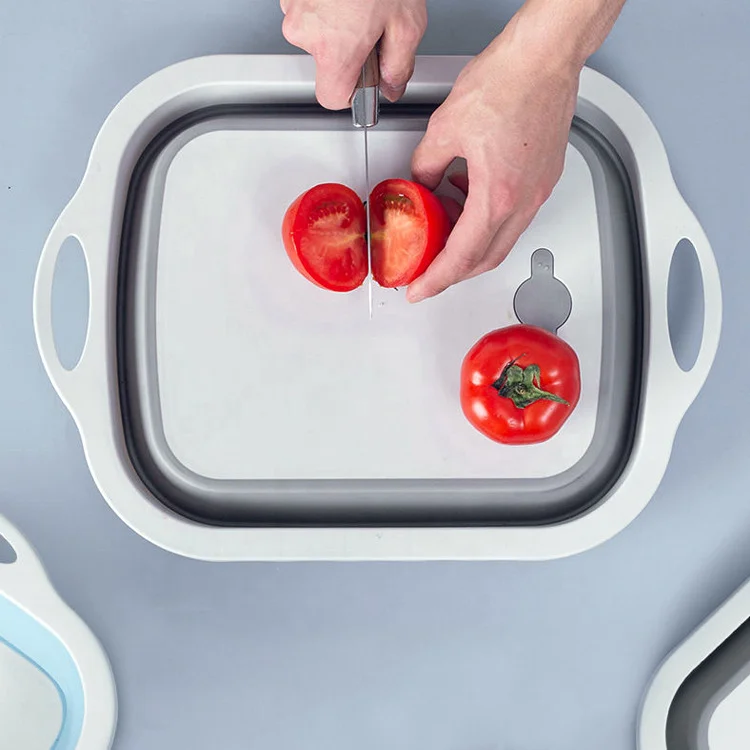 Kitchen Gadget Chopping Board Plastic Folding Cutting Boards Collapsible Basket Portable Drainer