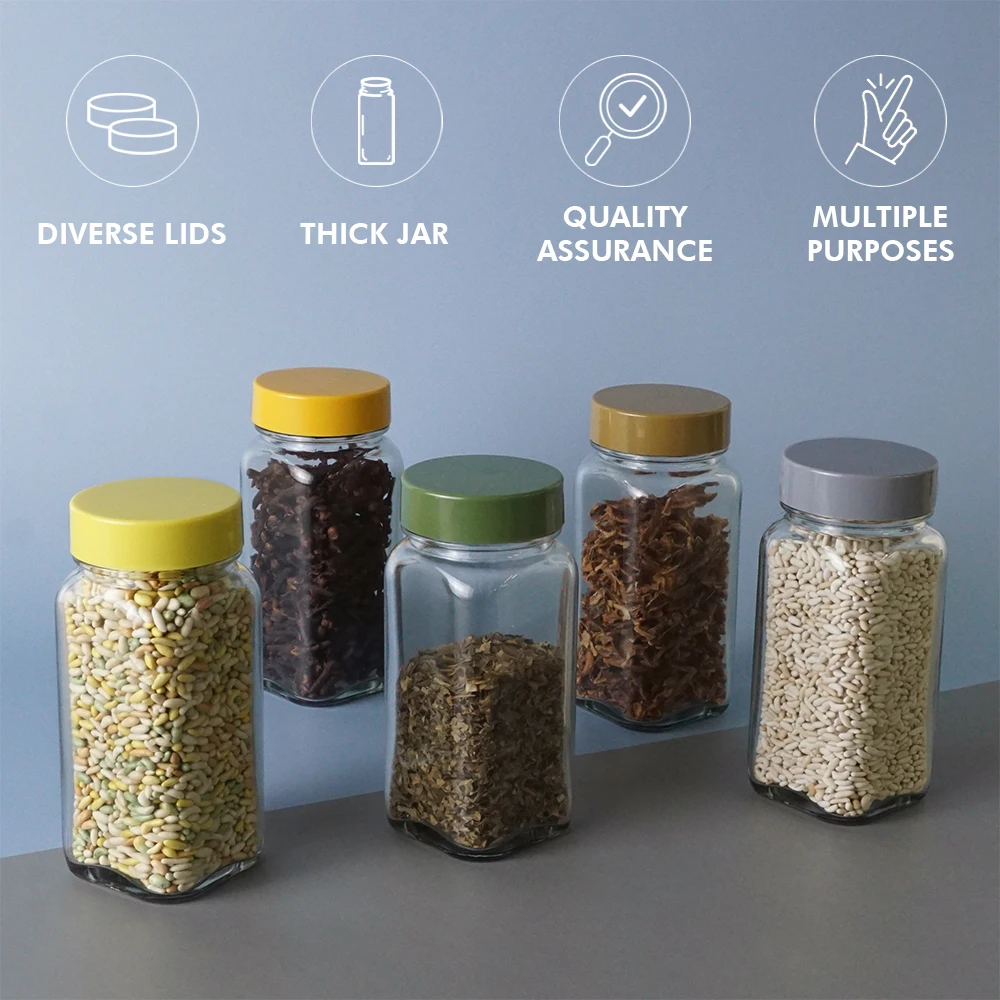 HNA Taiwan Made Cheap Glass Shaker Jars 4 Ounce Square Bottles for Spice Salt Pepper