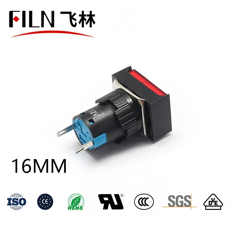 rectangle AD16 Indicator lamp signal lamp sodler pins push button type pilot lamp