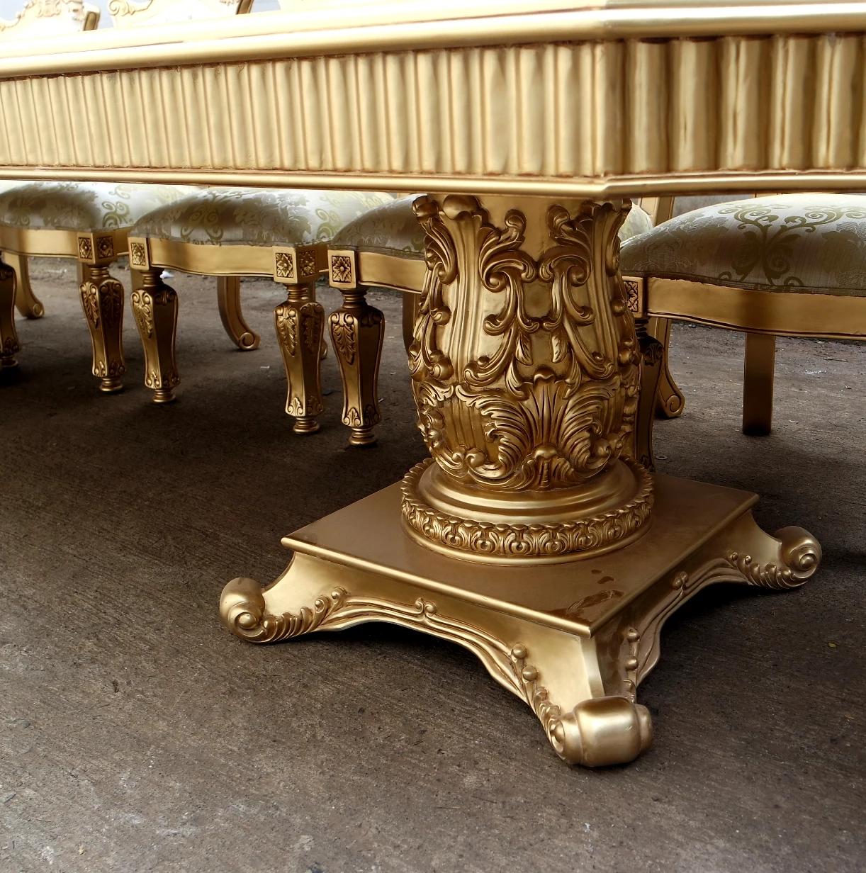 Королевская классическая мебель, резной обеденный стол, набор из 12 стульев