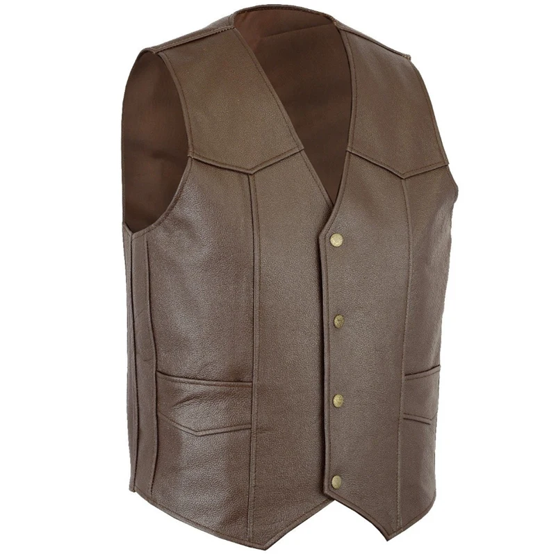 100% Натуральная овечья кожа жилет высокое качество индивидуальная Настройка повседневная крутая модная мотоциклетная Байкерская