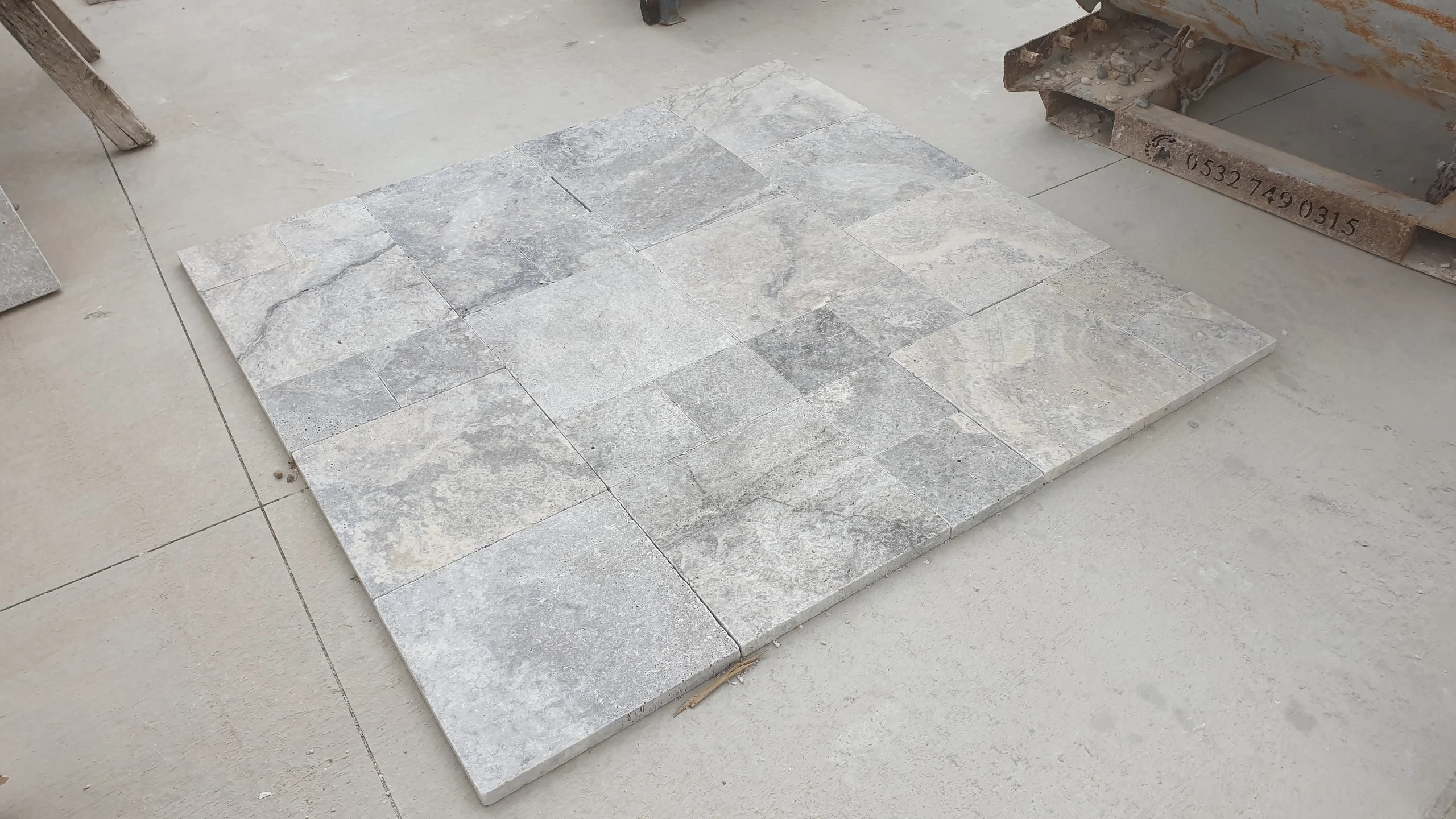2023 Silver Travertine Pattern Set Paver Made in Turkey Ocean Grey Travertine Tiles Roman Slabs For Folloring Walling
