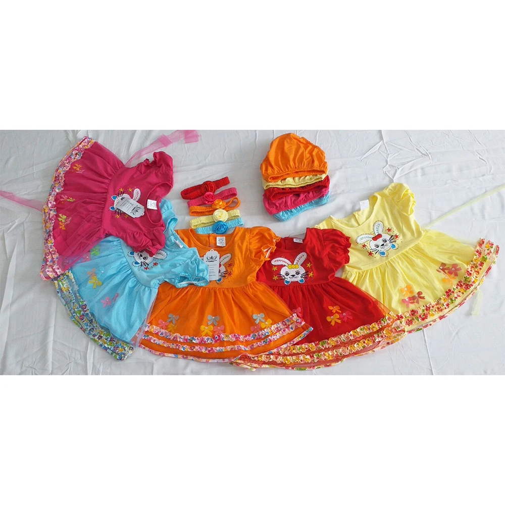 Summer Boutique Clothing Floral Print Baby Girl Cotton Customized Dresses for Girls