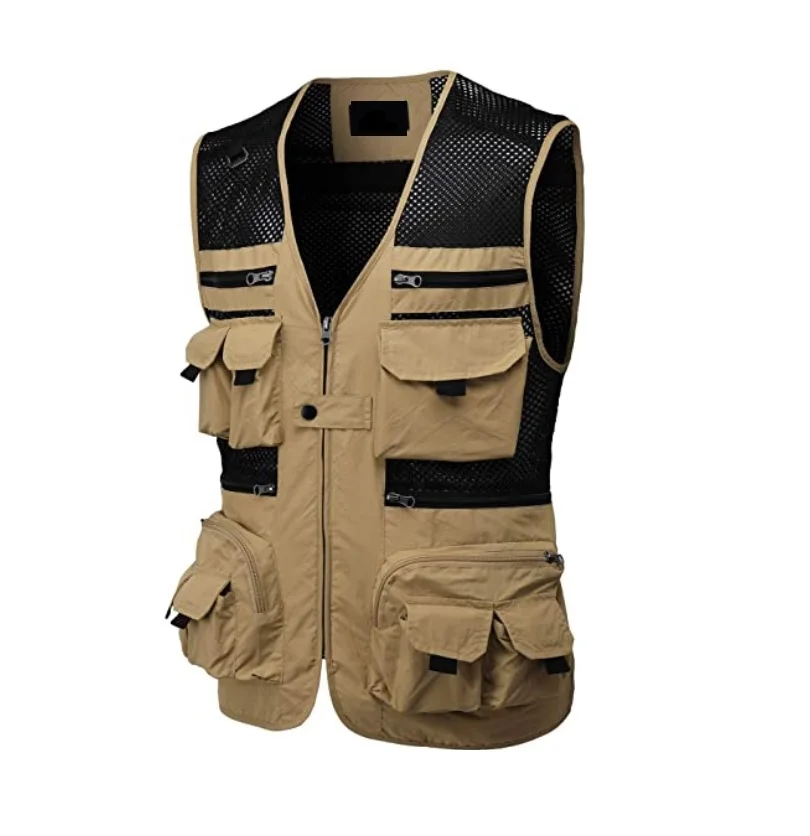 Mens Premium Casual Active Cargo Camping Vests Multi-Pocket