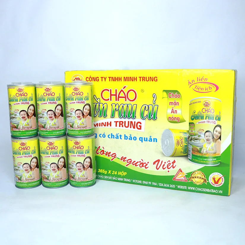 Canned instant Pork Rib and vegetables porridge  from Vietnam - No preservative