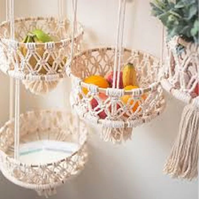 Handmade Custom Kitchen Storage Wall Hanging Decor Macrame Plant Fruit Veggie Hammock