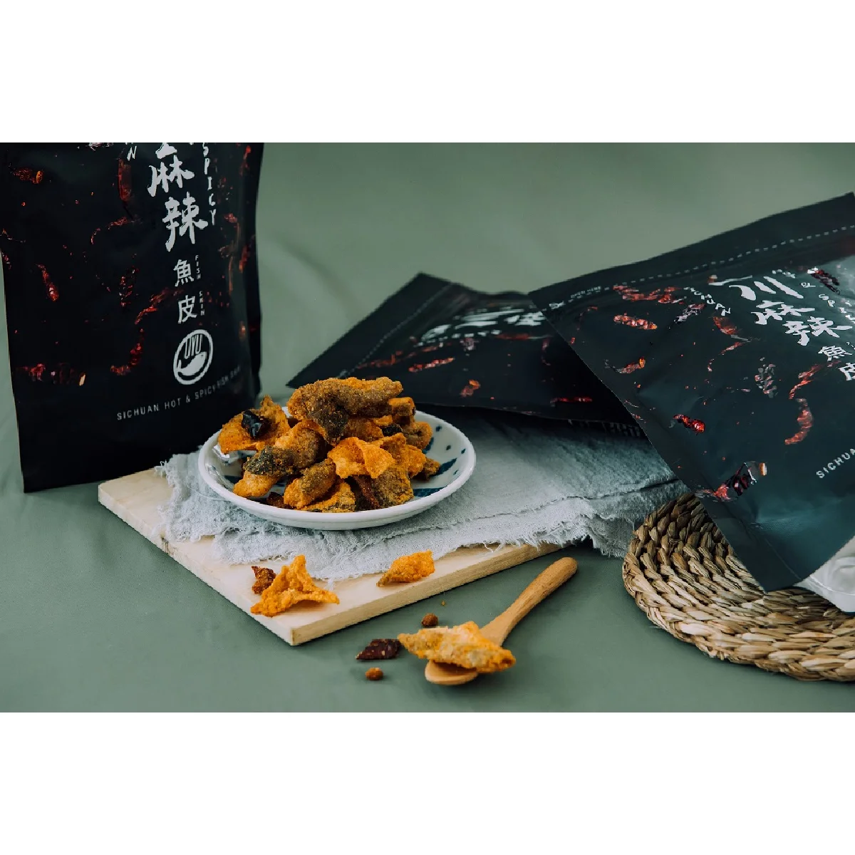 100g Spices & Herbs Flavor  Malaysia Origin Packaged Bag Sichuan Hot Spicy Mala Fish Skin