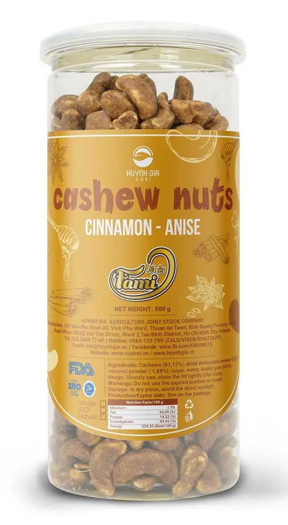  Вьетнамские орехи закуска жареные кешью со звездным Анисом-корицей-HUYNH GIA Agro-120 г/300 г/500 г