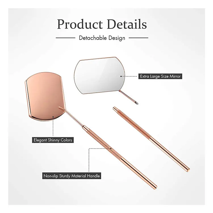 Зеркало для проверки наращивания ресниц с золотым покрытием и новой красивой ручкой