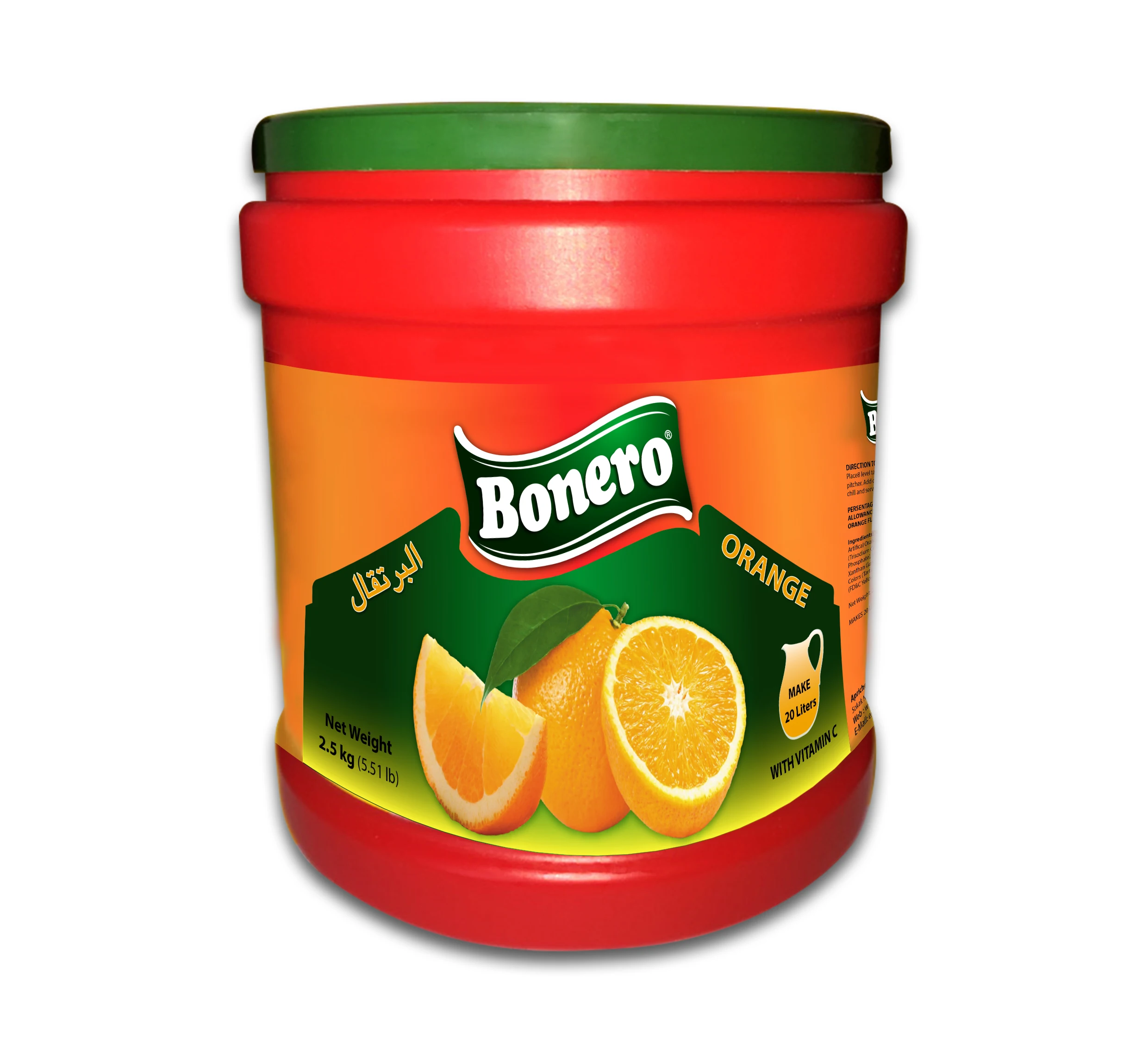 Bonero Orange powder drink with vitamin c in plastic bucket 2.5kg supplierfrom turkey