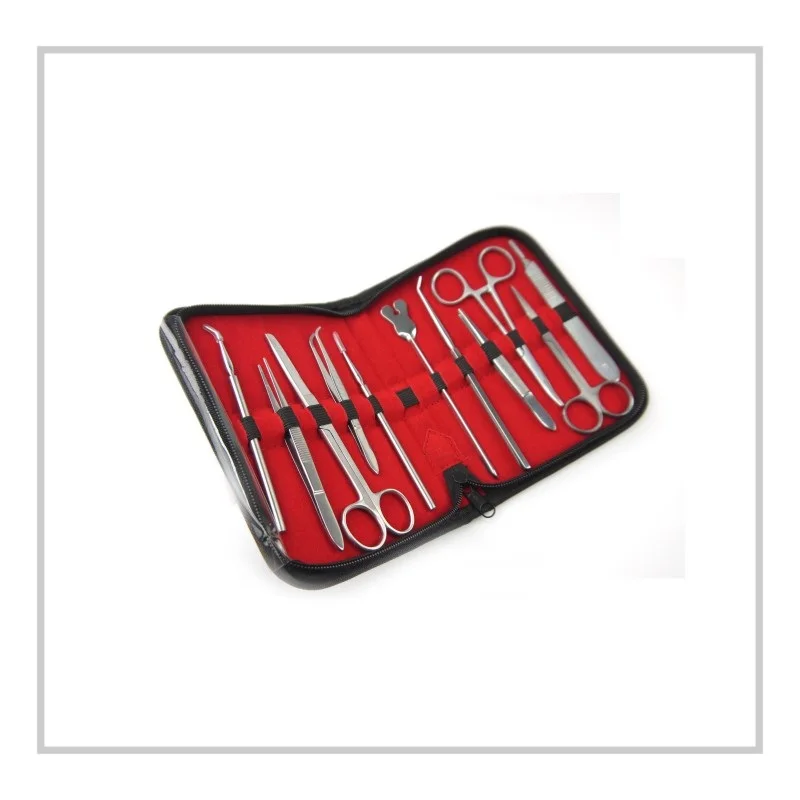 Набор для швов из нержавеющей стали с синей молнией/кожаным чехлом набор медицинских студентов