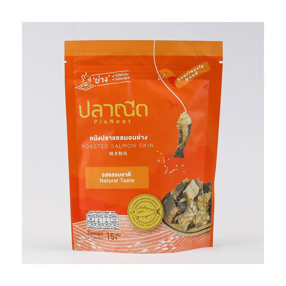 Оптовая продажа тайская жареная Кожа Лосося оригинальные вкусовые тайские сладкие закуски с полумягкой текстурой из
