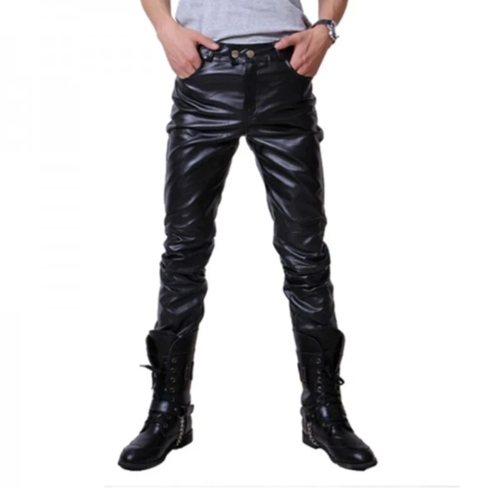 Лидер продаж модные удобные кожаные мужские брюки с карманами