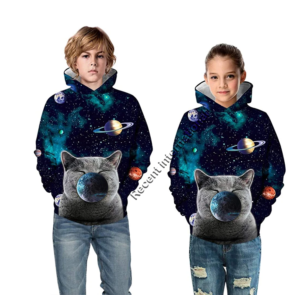 New Custom design full printing logo polyester blank kids sublimation hoodies